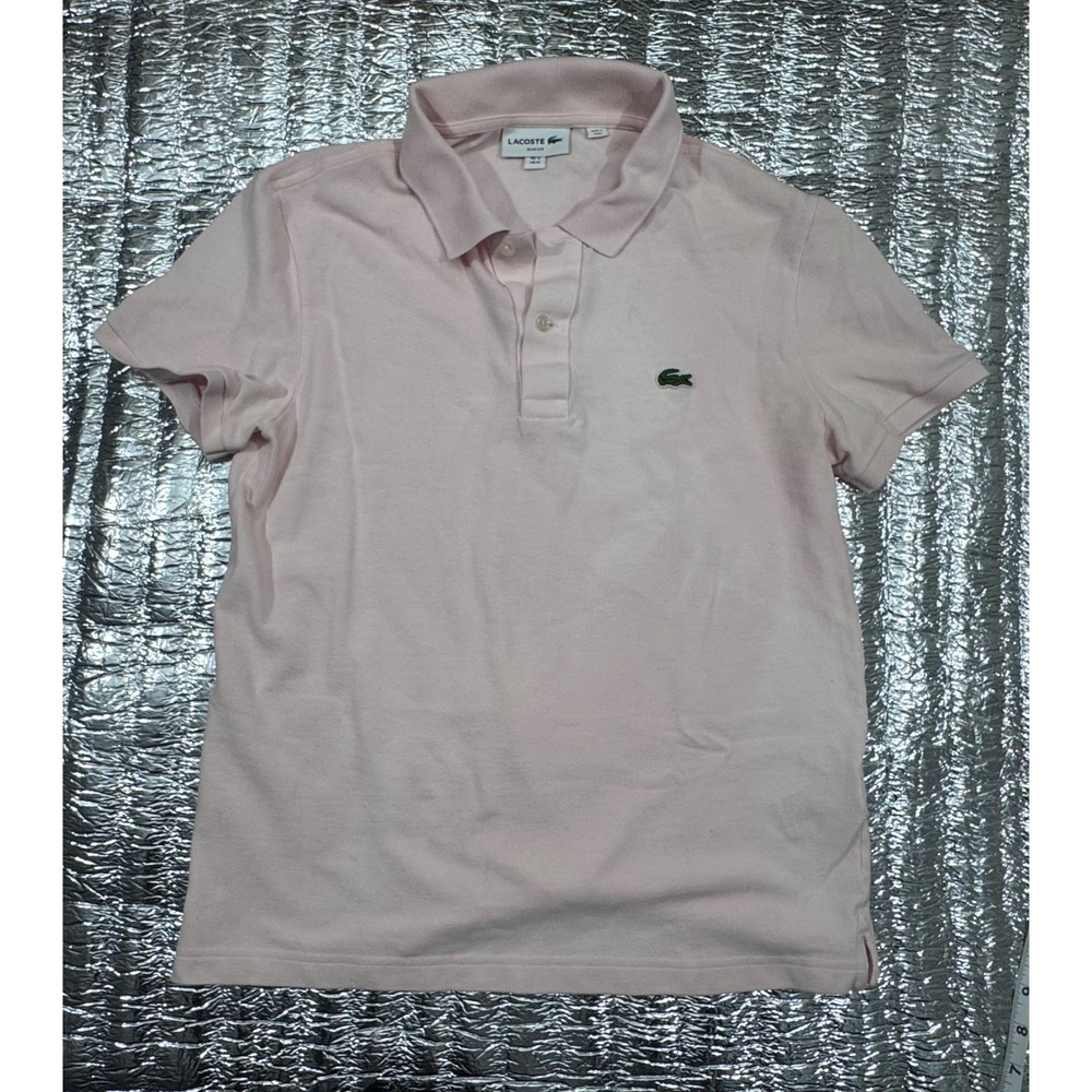 Lacoste Mens Slim Fit Polo Shirt Light Pink Cotton Pique Size M FR 4